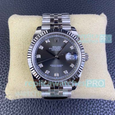 Clean Factory Swiss Replica Rolex Datejust II 3235 Greyish Black with Diamonds Jubilee Strap